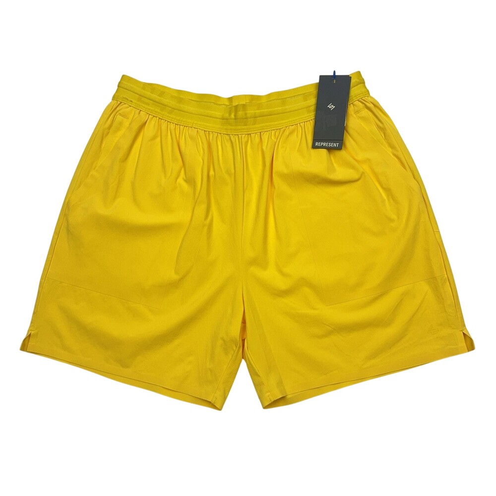 Represent Team 247 Fused Shorts Mens L Lemon Yellow Nylon Stretch Running